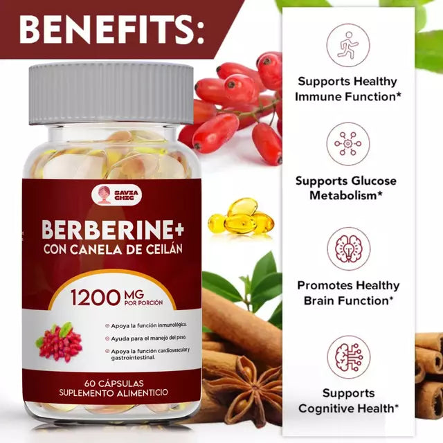 Berberina 1200 mg + Ceylon Cinnamon 60 caps